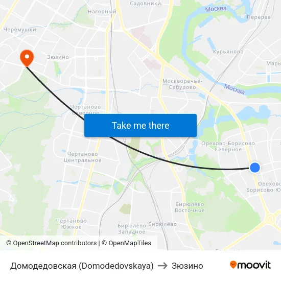Домодедовская (Domodedovskaya) to Зюзино map