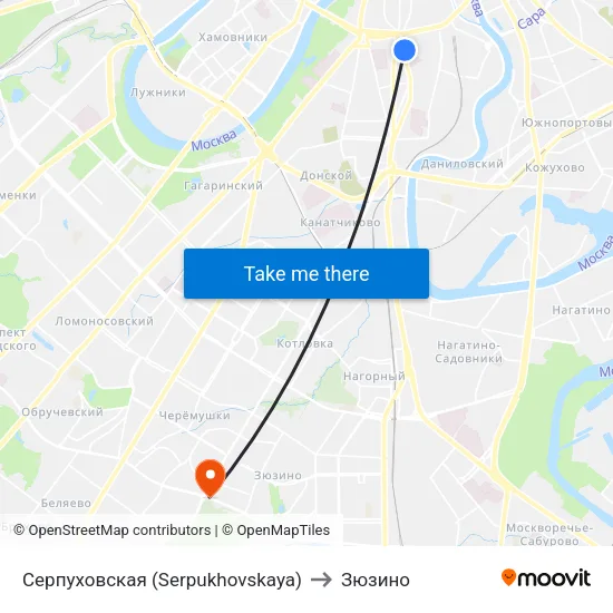 Серпуховская (Serpukhovskaya) to Зюзино map