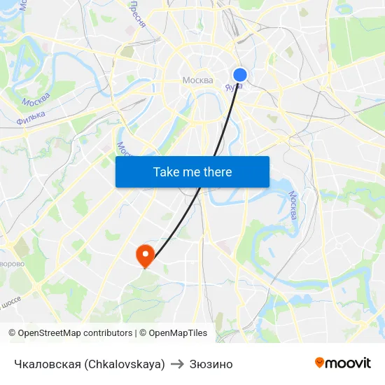 Чкаловская (Chkalovskaya) to Зюзино map