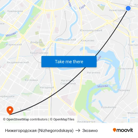 Нижегородская (Nizhegorodskaya) to Зюзино map