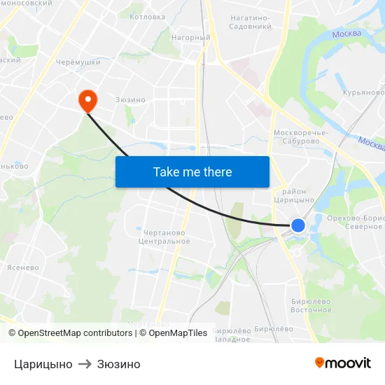 Царицыно to Зюзино map