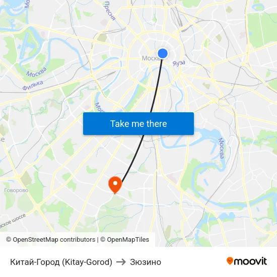 Китай-Город (Kitay-Gorod) to Зюзино map