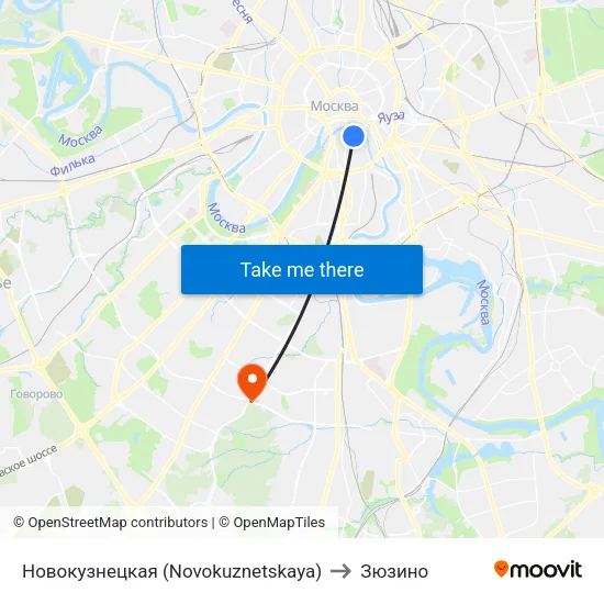 Новокузнецкая (Novokuznetskaya) to Зюзино map
