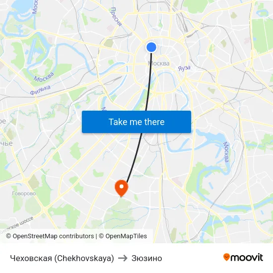 Чеховская (Chekhovskaya) to Зюзино map