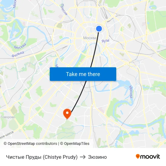 Чистые Пруды (Chistye Prudy) to Зюзино map