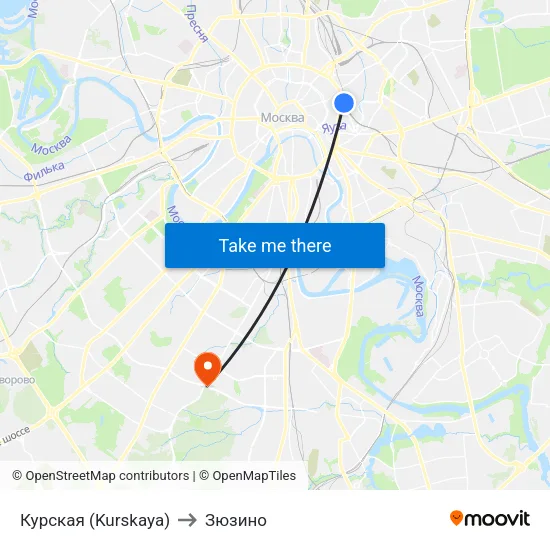 Курская (Kurskaya) to Зюзино map