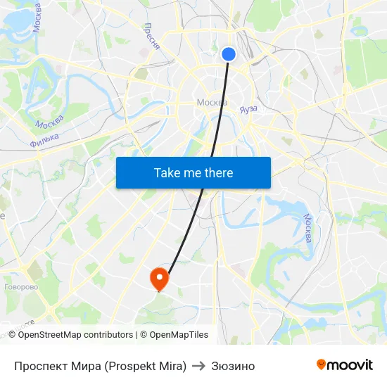 Проспект Мира (Prospekt Mira) to Зюзино map
