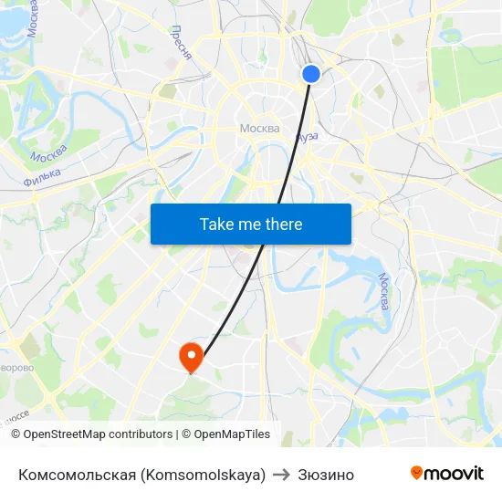 Комсомольская (Komsomolskaya) to Зюзино map