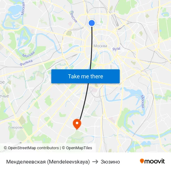 Менделеевская (Mendeleevskaya) to Зюзино map