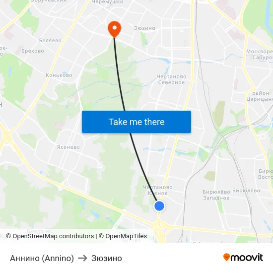 Аннино (Annino) to Зюзино map