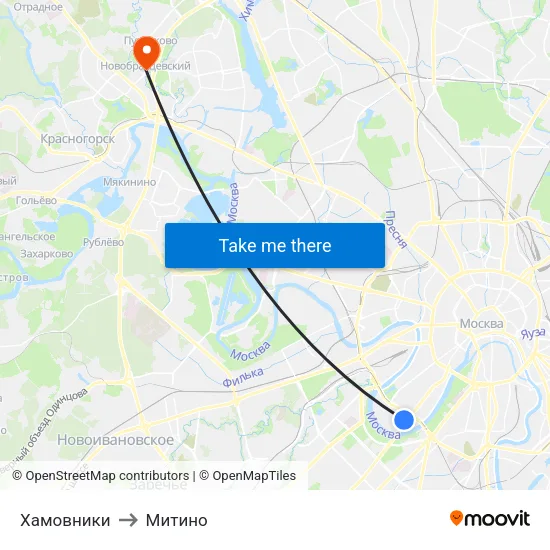 Хамовники to Митино map
