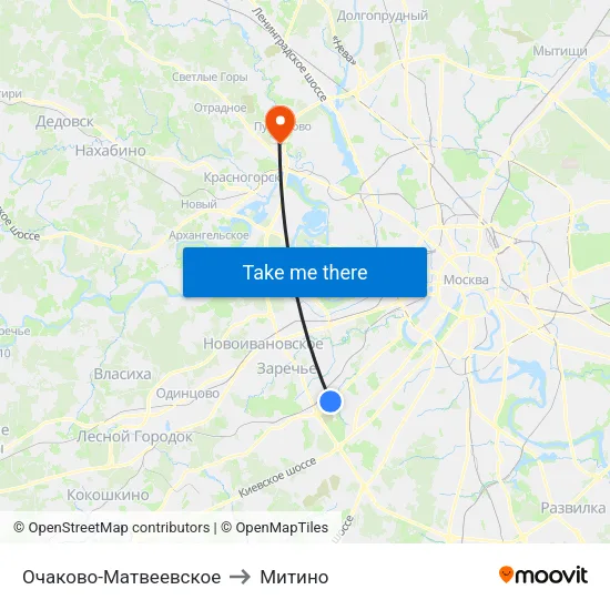 Очаково-Матвеевское to Митино map