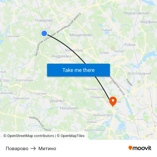 Поварово to Митино map