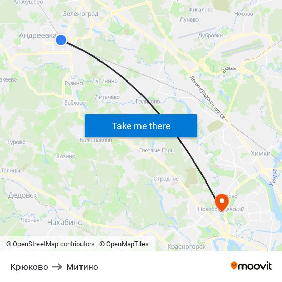 Крюково to Митино map