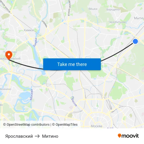 Ярославский to Митино map