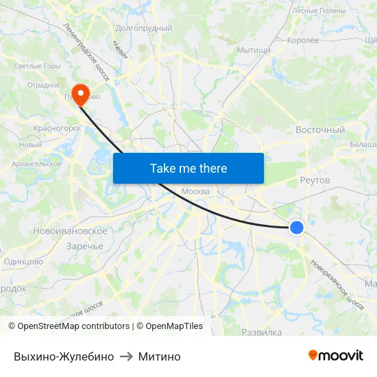 Выхино-Жулебино to Митино map