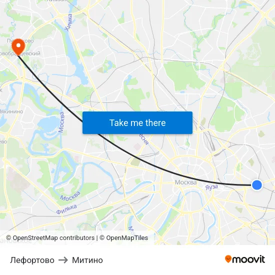 Лефортово to Митино map