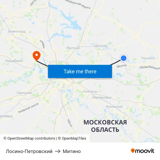 Лосино-Петровский to Митино map