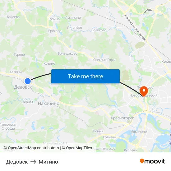 Дедовск to Митино map