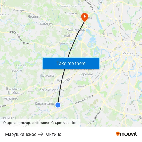 Марушкинское to Митино map