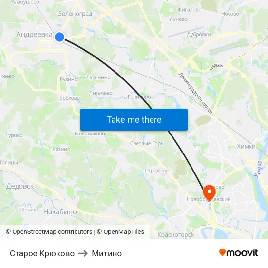 Старое Крюково to Митино map