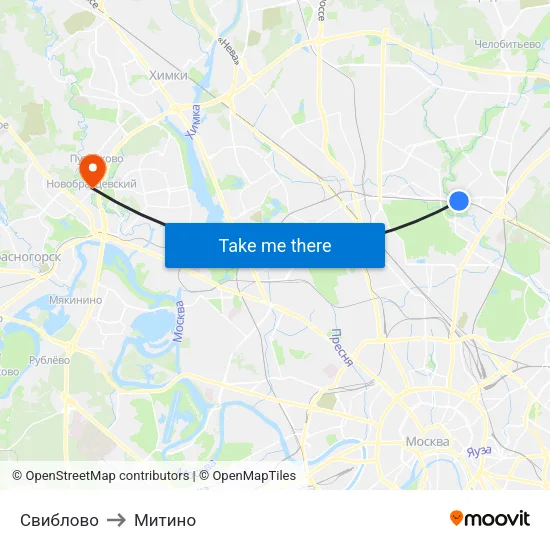 Свиблово to Митино map