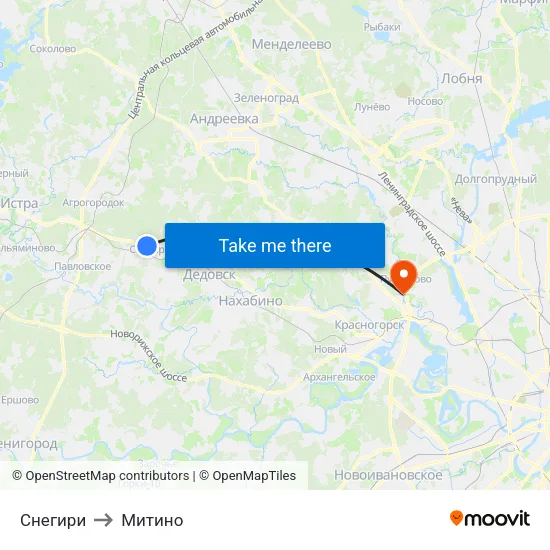 Снегири to Митино map