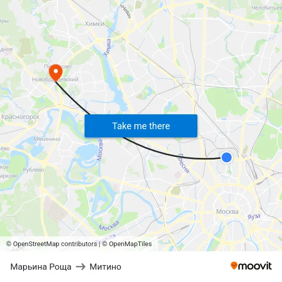Марьина Роща to Митино map