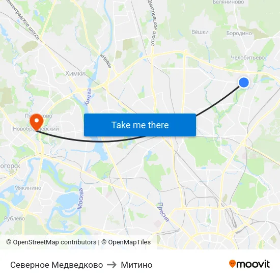 Северное Медведково to Митино map