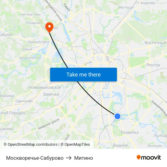 Москворечье-Сабурово to Митино map
