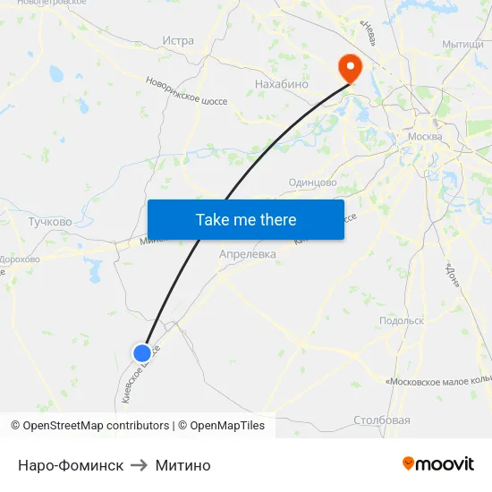 Наро-Фоминск to Митино map