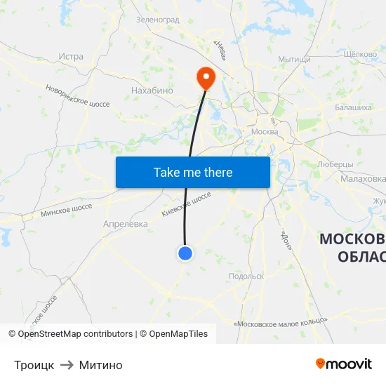 Троицк to Митино map