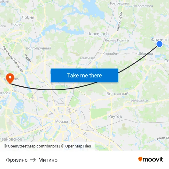 Фрязино to Митино map