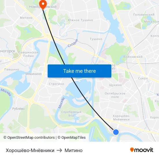 Хорошёво-Мнёвники to Митино map