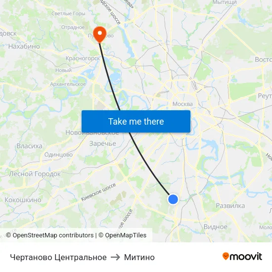 Чертаново Центральное to Митино map