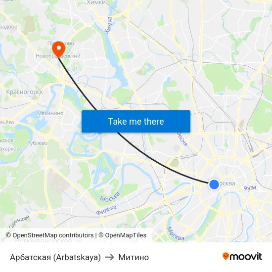 Арбатская (Arbatskaya) to Митино map