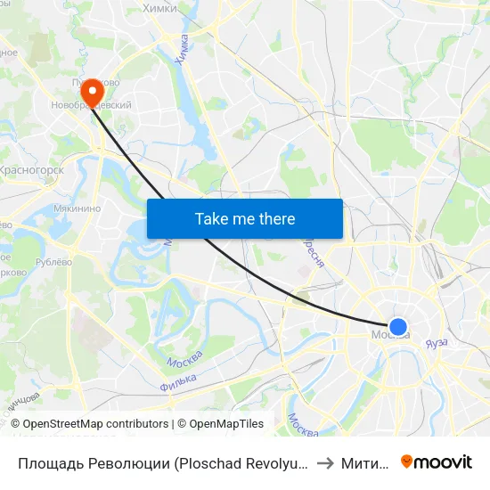 Площадь Революции (Ploschad Revolyutsii) to Митино map