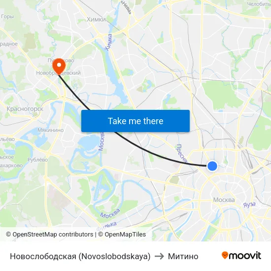 Новослободская (Novoslobodskaya) to Митино map