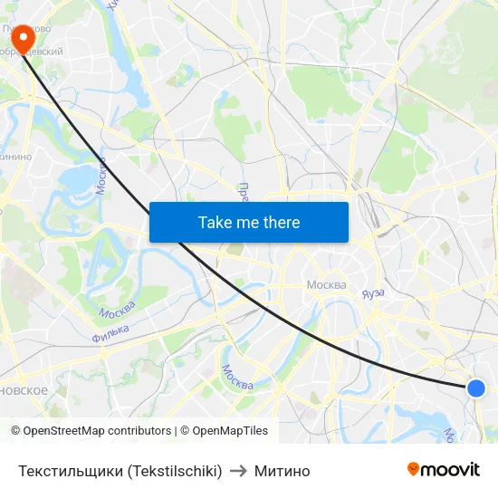 Текстильщики (Tekstilschiki) to Митино map