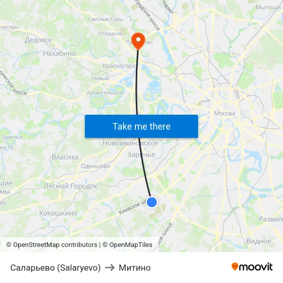 Саларьево (Salaryevo) to Митино map