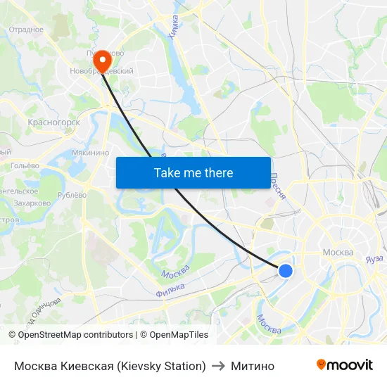 Москва Киевская (Kievsky Station) to Митино map