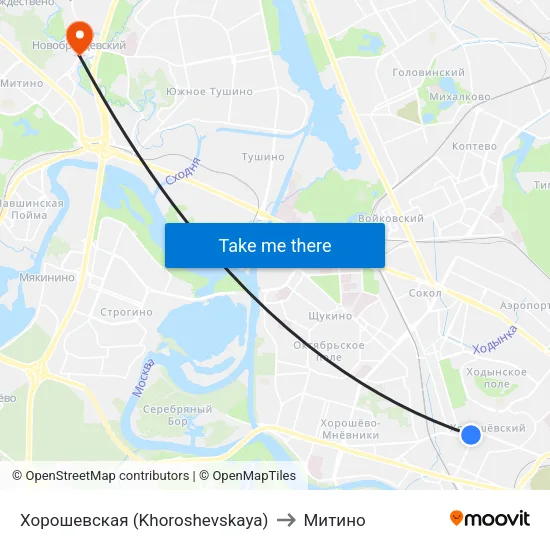 Хорошевская (Khoroshevskaya) to Митино map
