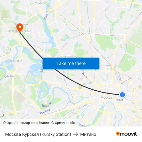 Москва Курская (Kursky Station) to Митино map