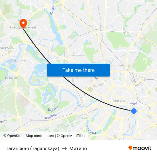 Таганская (Taganskaya) to Митино map