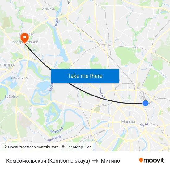 Комсомольская (Komsomolskaya) to Митино map