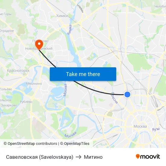 Савеловская (Savelovskaya) to Митино map
