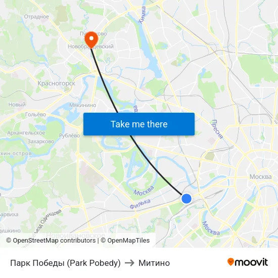 Парк Победы (Park Pobedy) to Митино map
