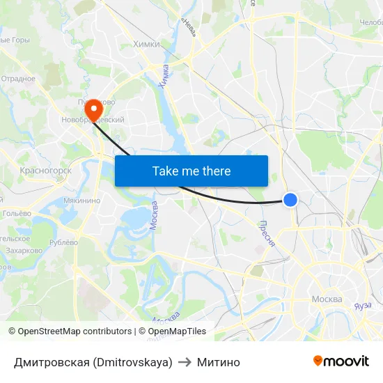 Дмитровская (Dmitrovskaya) to Митино map
