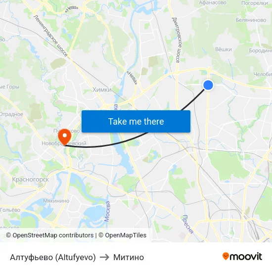 Алтуфьево (Altufyevo) to Митино map