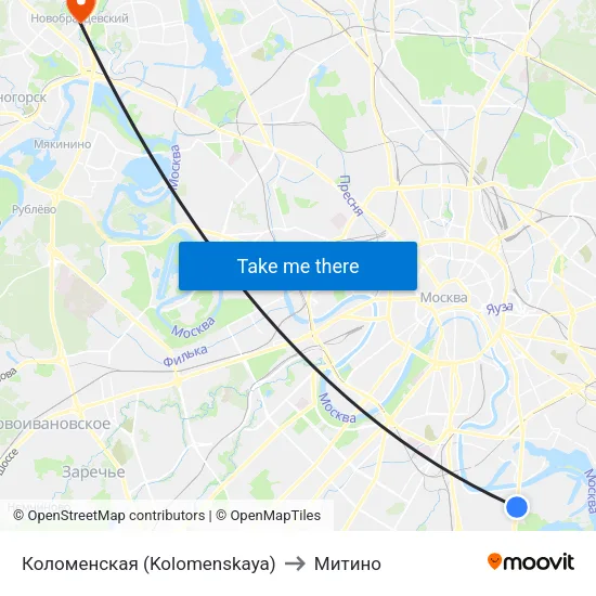 Коломенская (Kolomenskaya) to Митино map